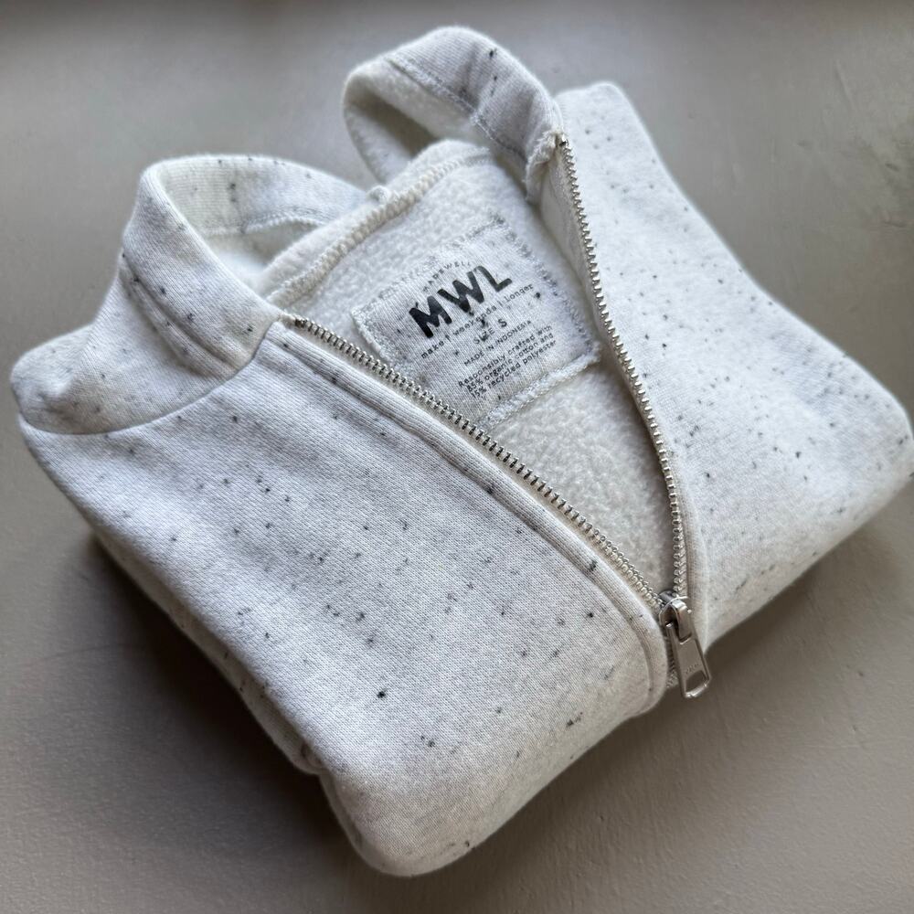 Madewell MWL Oatmeal Flecked Fleece Zip Up Hoodie Size Small